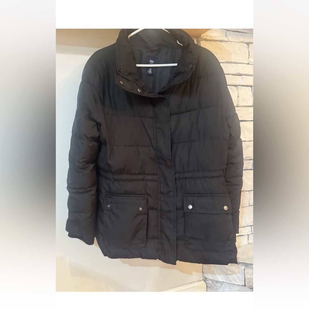 GAP Men’s Black Puffer Jacket XL Winter Quilted Insulated Coat